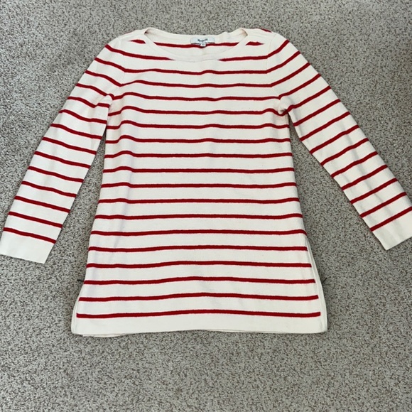 Madewell Sweaters - MADEWELL Red & Ivory Sweater w/side zippers, XS